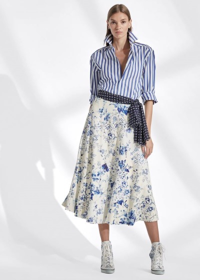 Women's Ralph Lauren Trivelas Floral Leather Skirts | 270965JEF